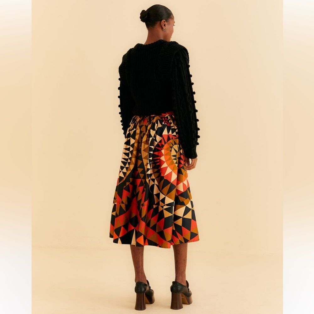 FARM Rio Geometric Skirt in Black, Red, and Orange - Picture 4 of 6